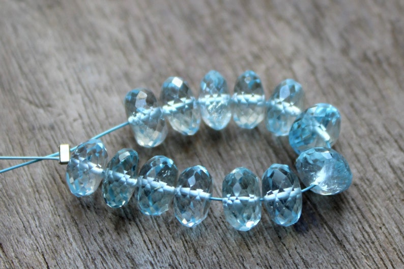 6.5 MM 24.9 Ct Natural Blue Topaz Faceted Rondelle Beads Strand,Sky Blue Faceted Rondelle Earth Mined Semi Precious Beads,Making jewelry: