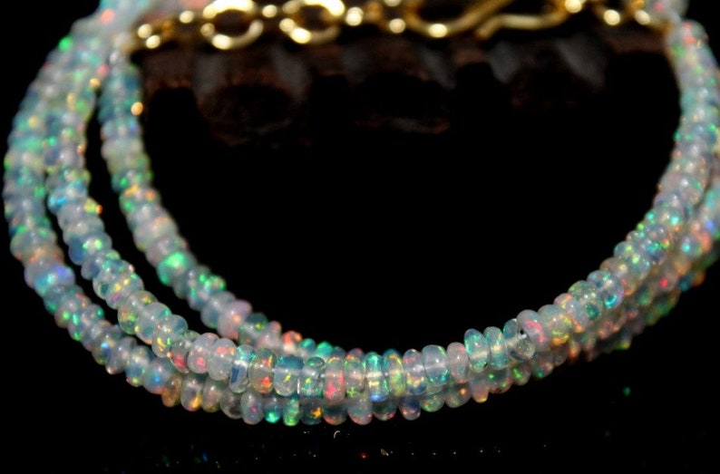 3 MM,Geniune Ethiopian Fire Opal Smooth Rondelle Beads Necklace,Opal Bead Necklace,Ethiopian Opal Faceted Beads Necklace,Ready To Wear: