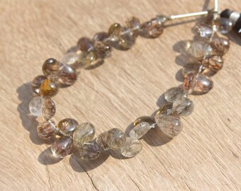 Black Rutile Faceted Pear Strand, Rutile Faceted  Briolette Strand,Rutile Strand,Natural Rutile Drops Strand,Making For Jewellery:D-67