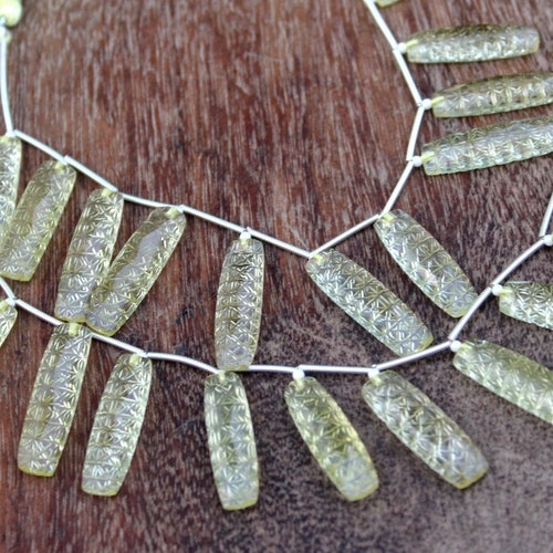 10 shops Pcs,Lemon Faceted Carved Baguette Beads Strand,Lemon Intersection Carved Beads Strand,Natural Gemstone,Face Drilled: