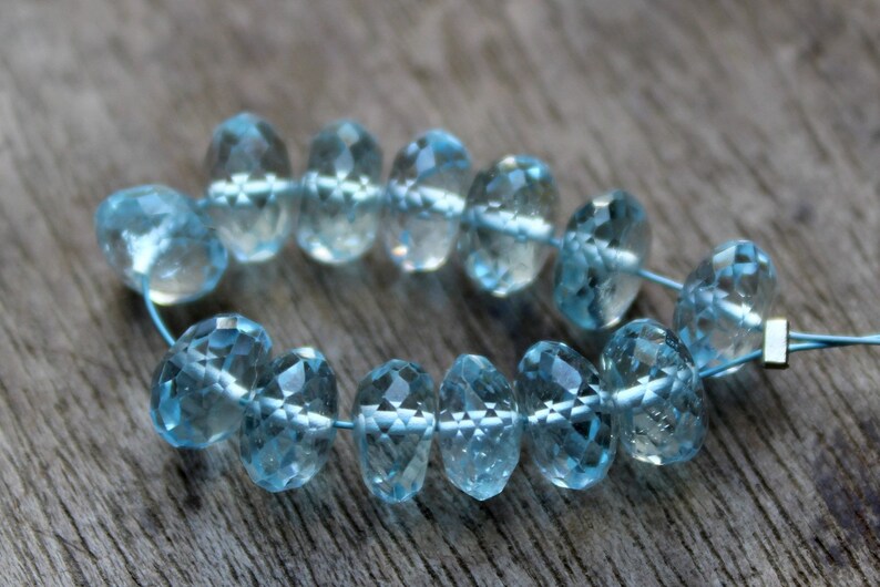 6.5 MM 24.9 Ct Natural Blue Topaz Faceted Rondelle Beads Strand,Sky Blue Faceted Rondelle Earth Mined Semi Precious Beads,Making jewelry: