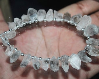 Herkimer Diamond Quartz, Diamond Quartz, Mineral Crystal, Beads, Side Drilled Strand, Herkimer Quatz RoughStrand,Jewelry Making: