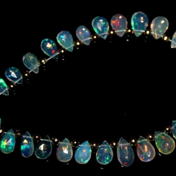 7X4-5X3MM,Geniune Ethiopian Opal Faceted Pears Strand,Fire Opal Briolette Strand,Ethiopian Opal Strand,Opal Strand,Making For Jewellry: