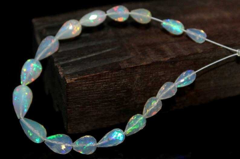opal Teardrops Strand,Opal Drops Straight Drilled Strand,Making For Jewellry 11x6-7x4MM Geniune Ethiopian Opal Faceted Drops,Fire Opal