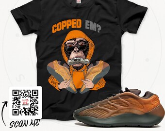 Yeezy 700 V3 Copper Fade T-Shirt - Sneaker Matching Shirts - Copped Em No Monkey Biz T-shirt - Boost 700 Copper Fade - Sneaker Gift Ideas
