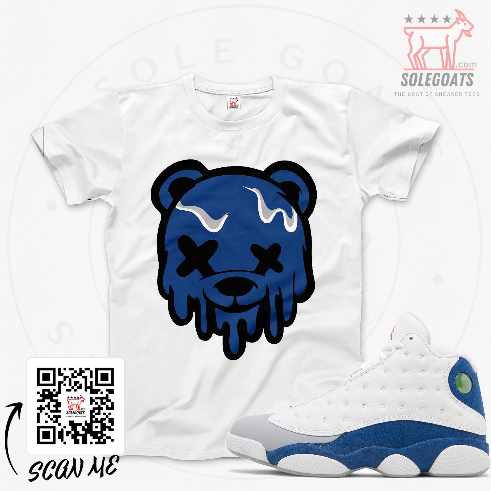Jordan 13 French Blue T-shirt - Drip Teddy Bear Sneaker Tee
