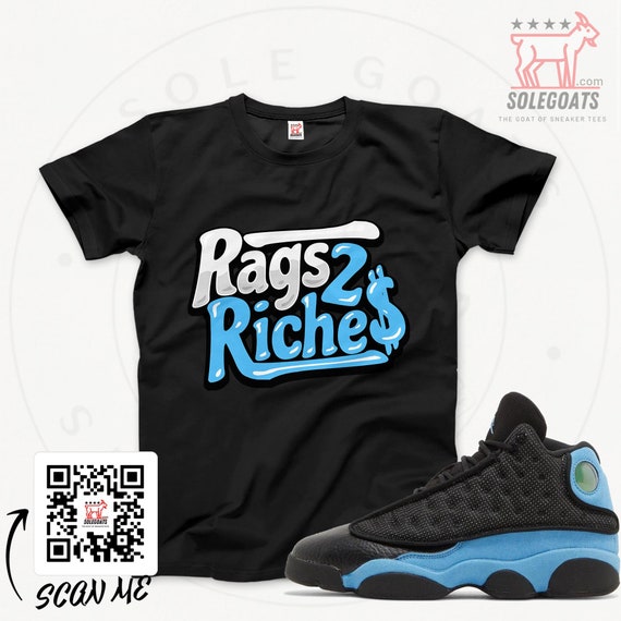 Jordan 13 Retro University Blue T-shirt - Sneaker Matching Shirts - Rags to  Riches T-shirt - Black University Blue 13s Gift Ideas - Etsy Canada