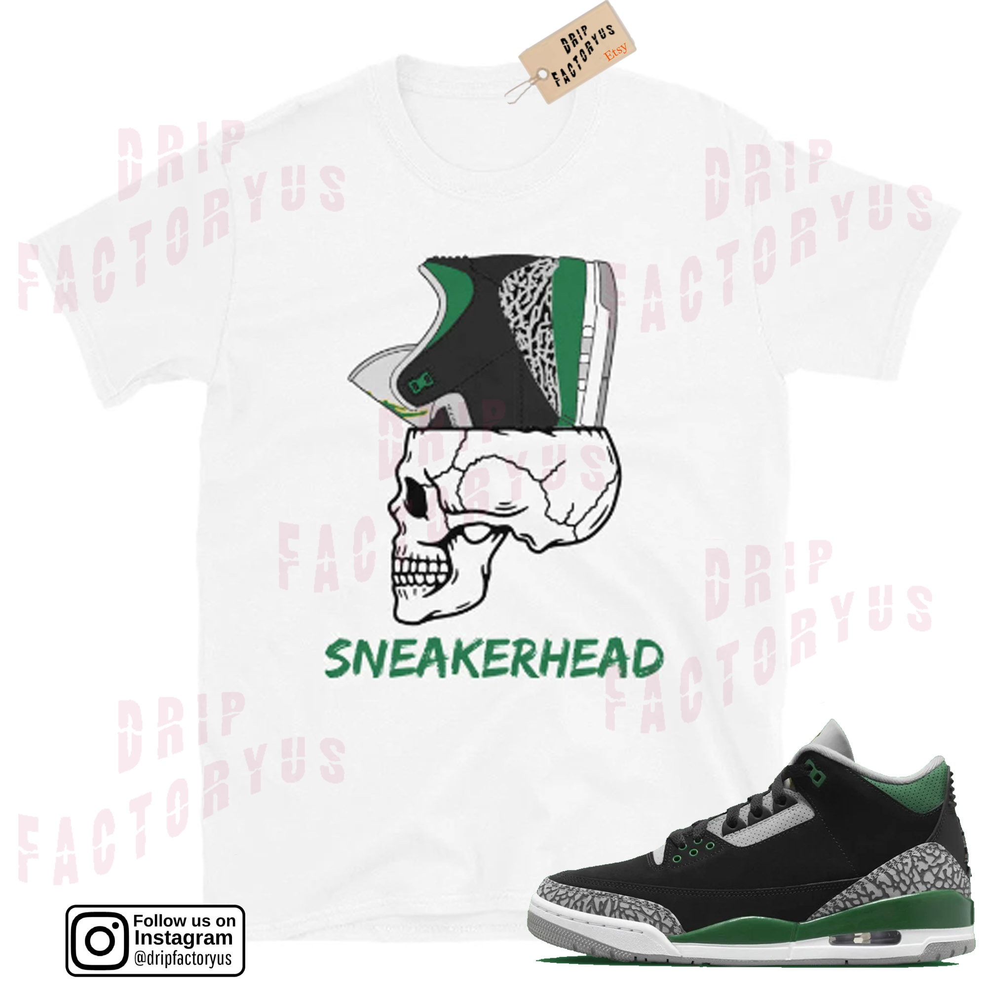 Jordan 3 Pine Green Sneaker T-shirt Retro 3 Pine Green Shirt | Etsy UK