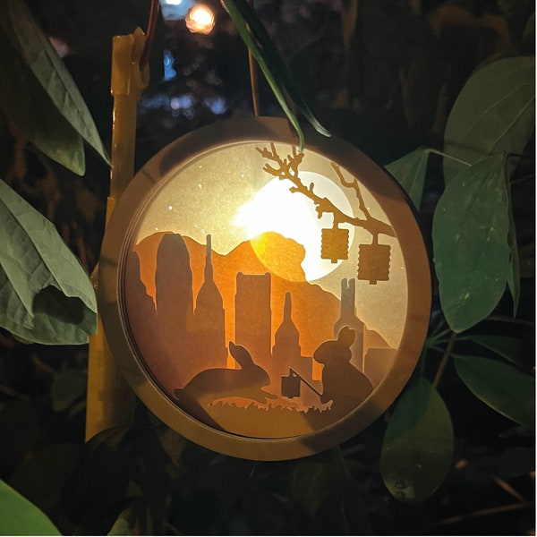 3D geschichtete Papierschnitt Schatten Laterne | Lion Mountain (Hong Kong) |Mitte Herbst Festival Dekor| Geschenk