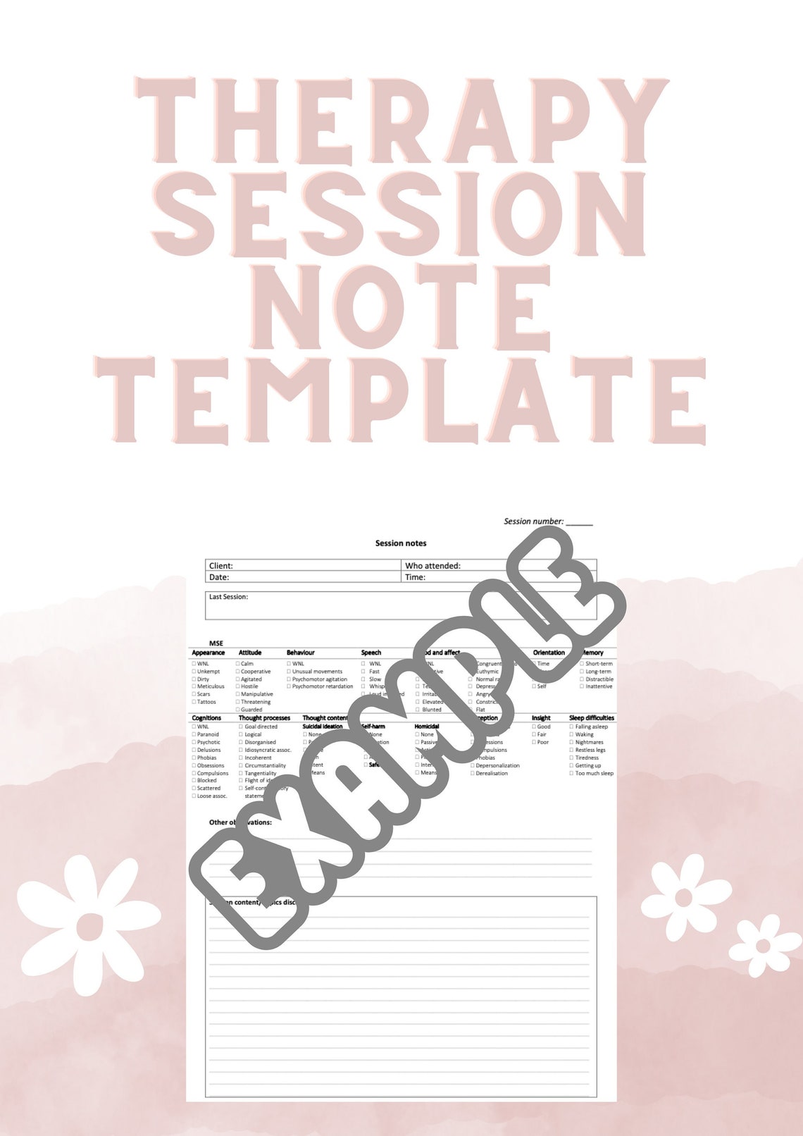 Therapy Session Note Template - Etsy Australia