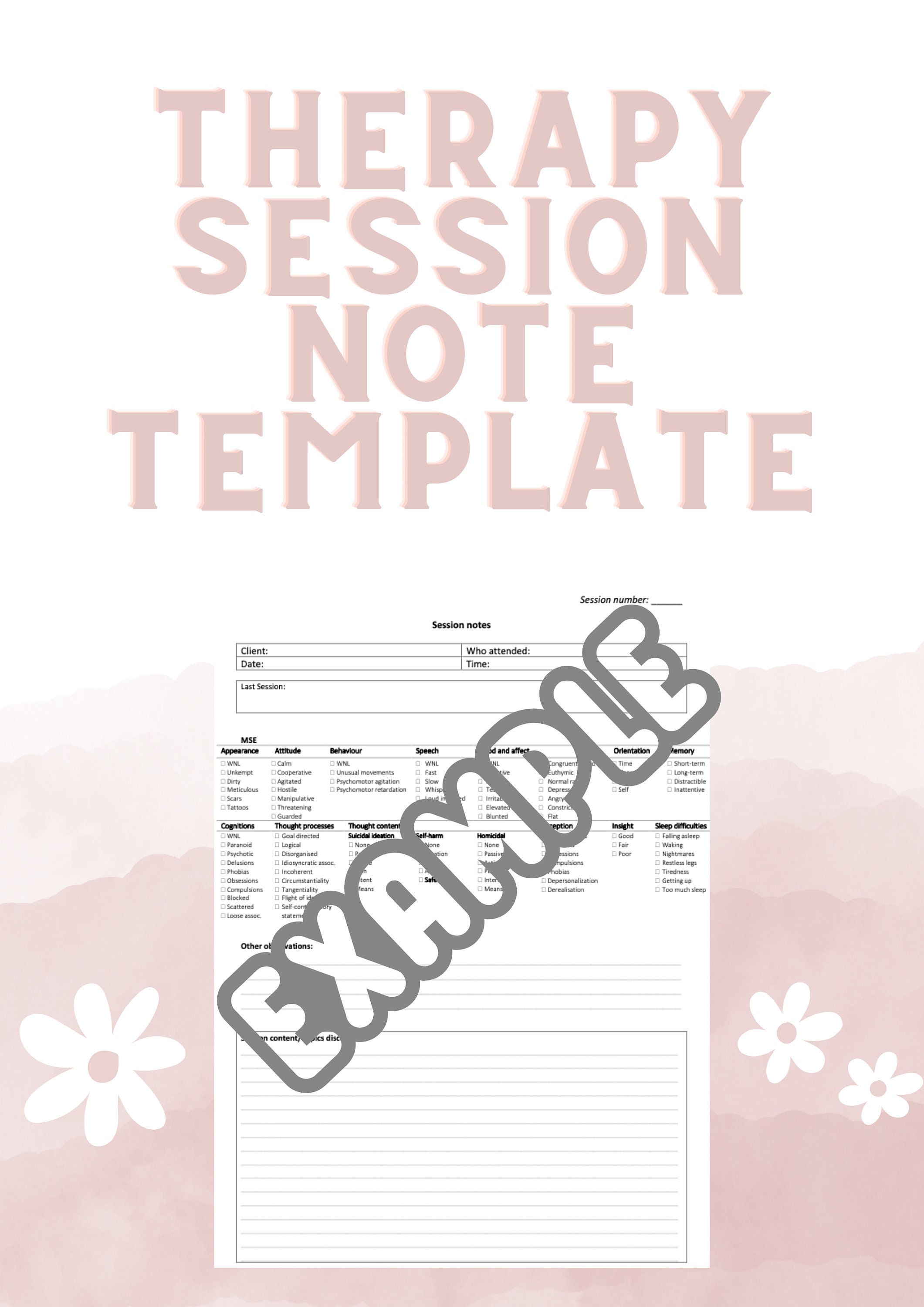 Therapy Session Note Template - Etsy