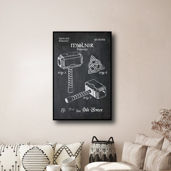 Mjölnir / Mjolnir - Thor Avengers Patent Poster Print