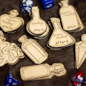 Wooden DnD Potion Tracker Tokens (set of 25)