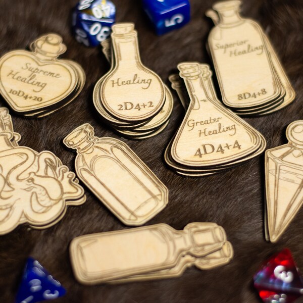 Wooden DnD Potion Tracker Tokens (set of 25)