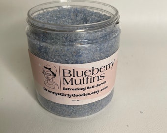 Blueberry Scented Scrub, Natural European Salt Scrub, Blueberry Bath, Bath Scrub, Bath Salts, Exfoliating Scrub, Dry Skin, Organic Bath Salt