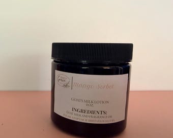 Handmade Goat Milk Honey Lotion, Mango Sorbet Scent, Dry Skin Relief