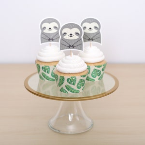 Sloth Party Cupcake Toppers & Wraps