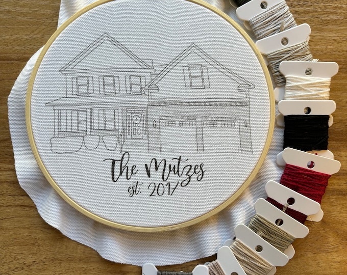 Custom Home Portrait Embroidery Kit: DIY New Homeowner Gift - Etsy