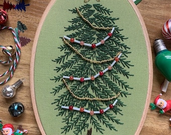 Christmas Tree Embroidery | Christmas Art and Decor