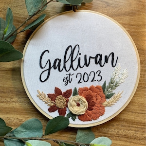 Custom Name Embroidery Hoop Hanging | Personalized Wedding or Baby Gift | Baby Name Embroidery