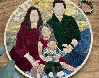 Photo Portrait Embroidery | Family Photo Embroidery | Couple Photo Embroidery