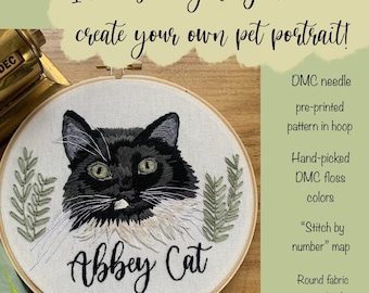 Pet portrait embroidery kit | DIY Pet Portrait Kit or PDF pattern