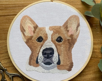 Corgi Pet portrait embroidery kit | DIY Corgi Pet Portrait Kit