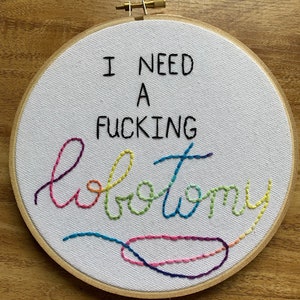 Lobotomy Embroidery Kit | Funny Embroidery DIY kit