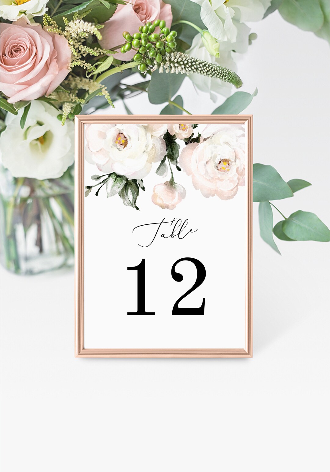 Roses Table Numbers 5x7 INSTANT DOWNLOAD, Printable Wedding Table ...