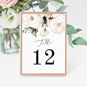 Roses Table Numbers 5x7 INSTANT DOWNLOAD, Printable Wedding Table ...