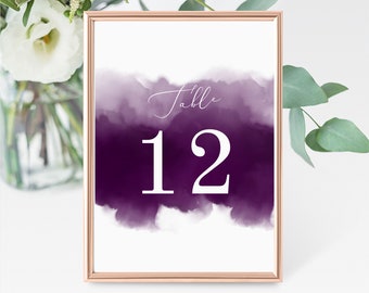 Floral Table Numbers Editable Wedding Table Numbers Wedding Printable Purple Table Numbers Plum Table Number Template Instant Download