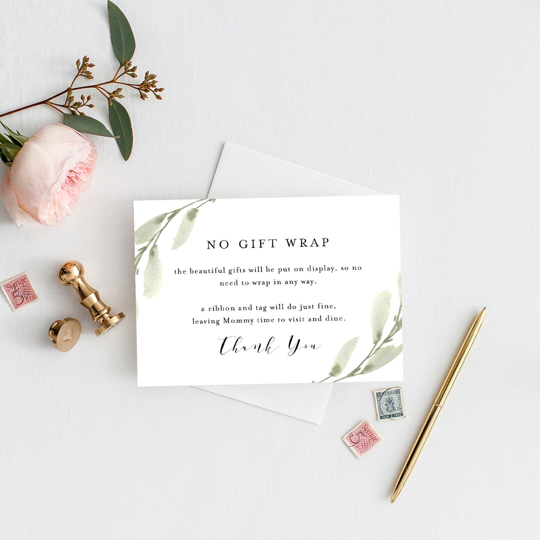 No Gift Wrap Card INSTANT DOWNLOAD Editable, PDF Printable, Affordable Invite, Insert, Sprinkle