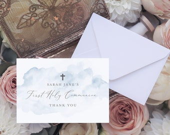 First Holy Communion Thank You Card INSTANT DOWNLOAD Favor Tag, Favour, Thanks Card , Templett, Christening, First Holy Communion, Baptism