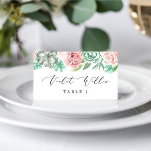 Succulent Place Cards Printable INSTANT DOWNLOAD, Wedding Name Cards ...