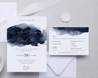 Editable Wedding Invitation Set Template, Simple, Rustic, White INSTANT DOWNLOAD, Printable Invite, RSVP Card, Templett INSW010
