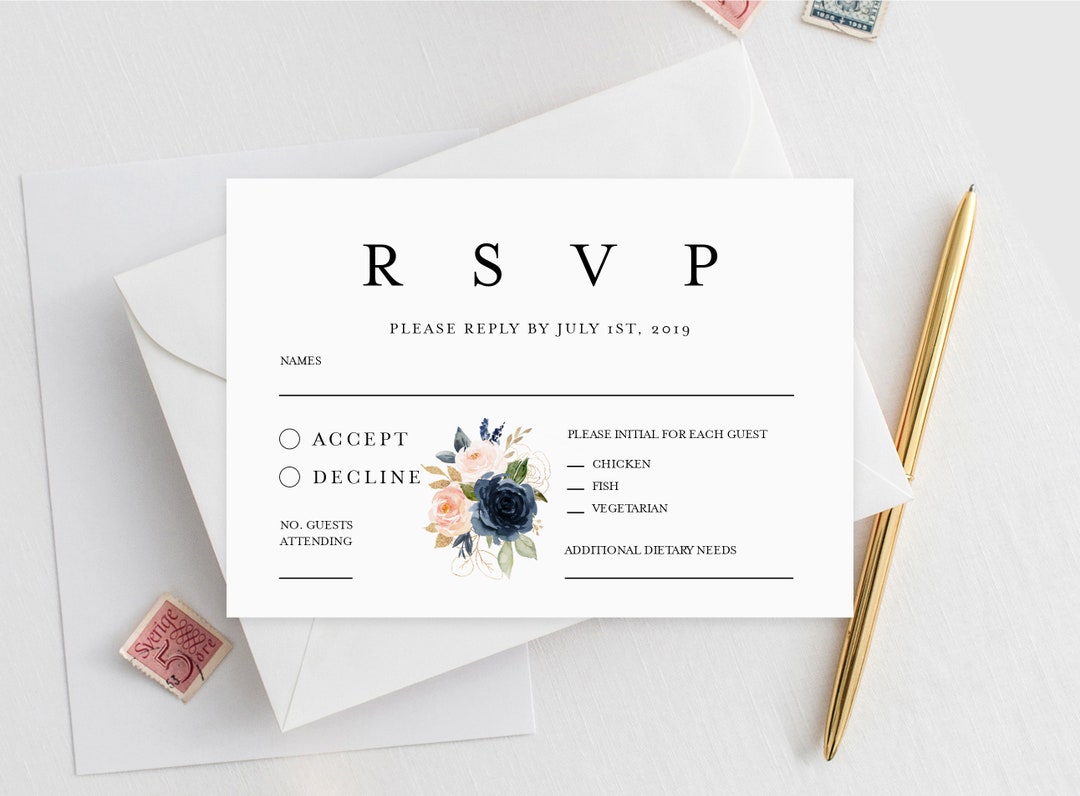 Rsvp Card Printable INSTANT DOWNLOAD, Wedding Rsvp Card, DIY Printable