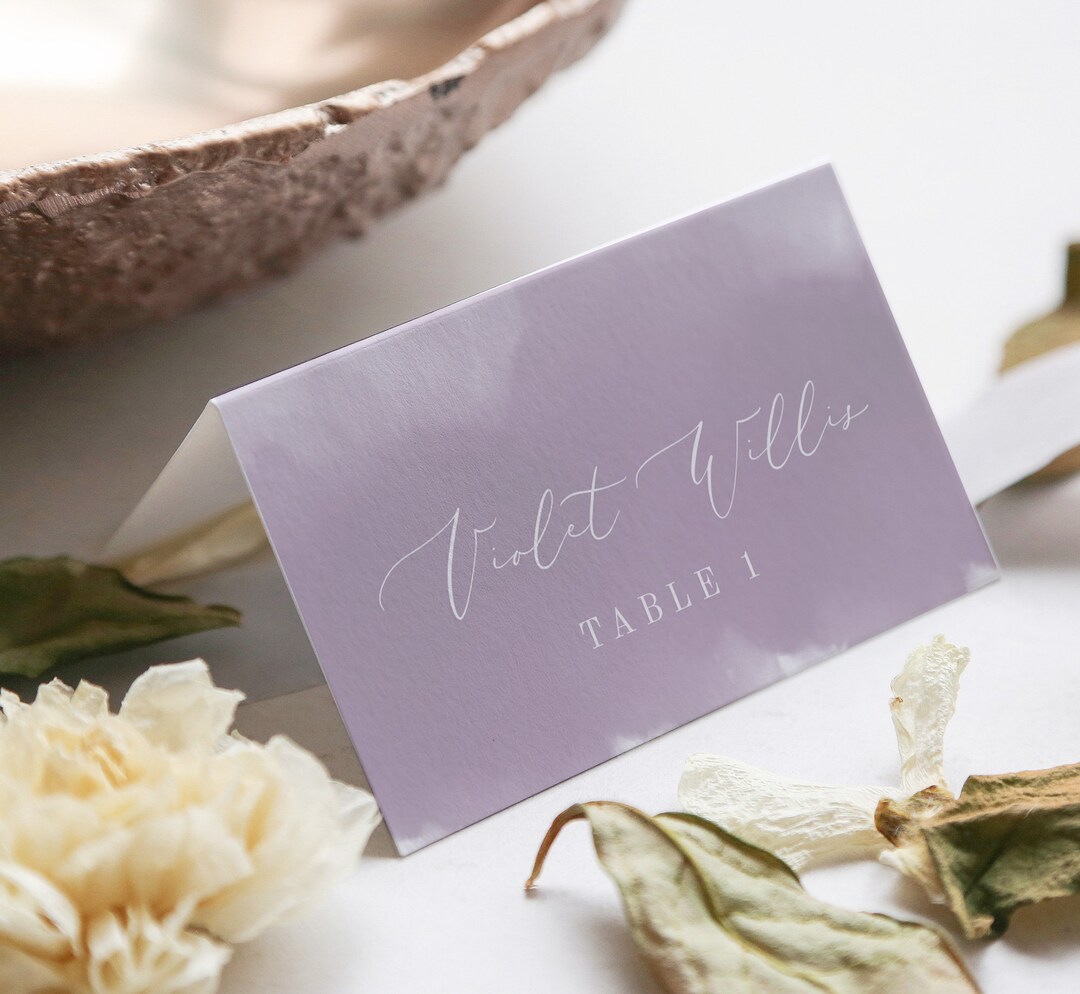 Pastel Purple Place Cards Printable INSTANT DOWNLOAD, Wedding Name Cards, DIY Printable ...