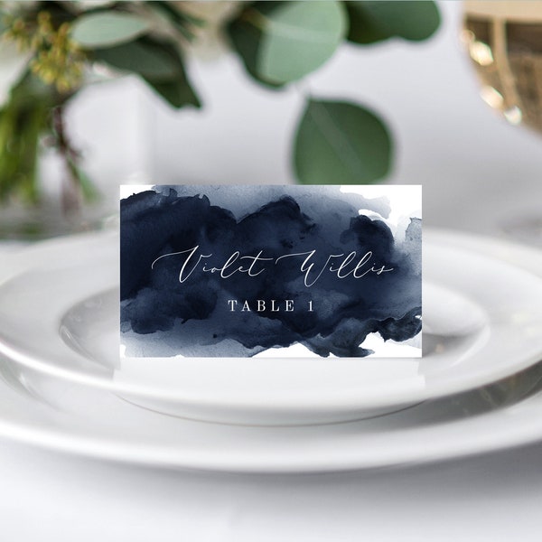 Navy Place Cards Imprimable INSTANT DOWNLOAD, Wedding Name Cards, DIY Printable Decorations, Templett, Editable pdf, Tent, INSW010