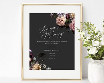In loving memory Sign, INSTANT DOWNLOAD, Printable Wedding loving memory sign, Diy Rustic Wedding Sign, pdf, memorial sign, 8x10 INSW027