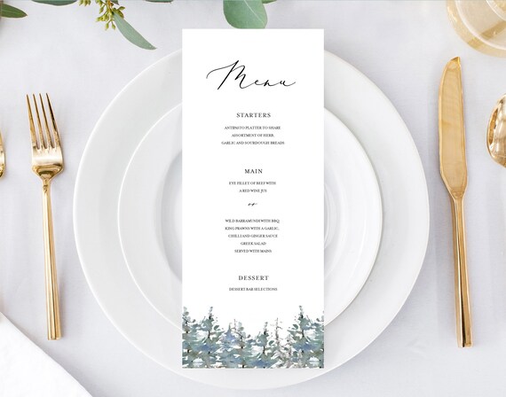 Forest Menu Printable INSTANT DOWNLOAD Wedding Menu DIY | Etsy