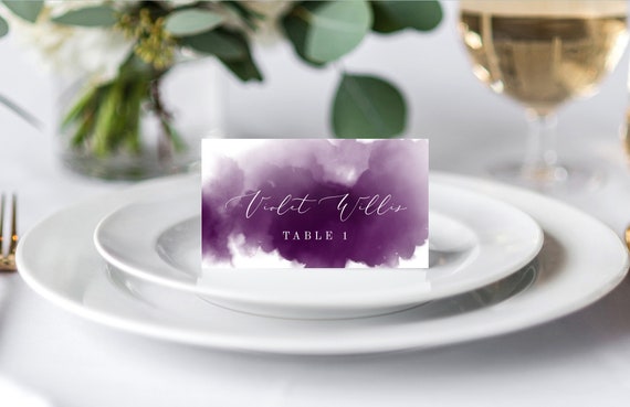 Purple Place Cards Printable INSTANT DOWNLOAD Wedding Name | Etsy