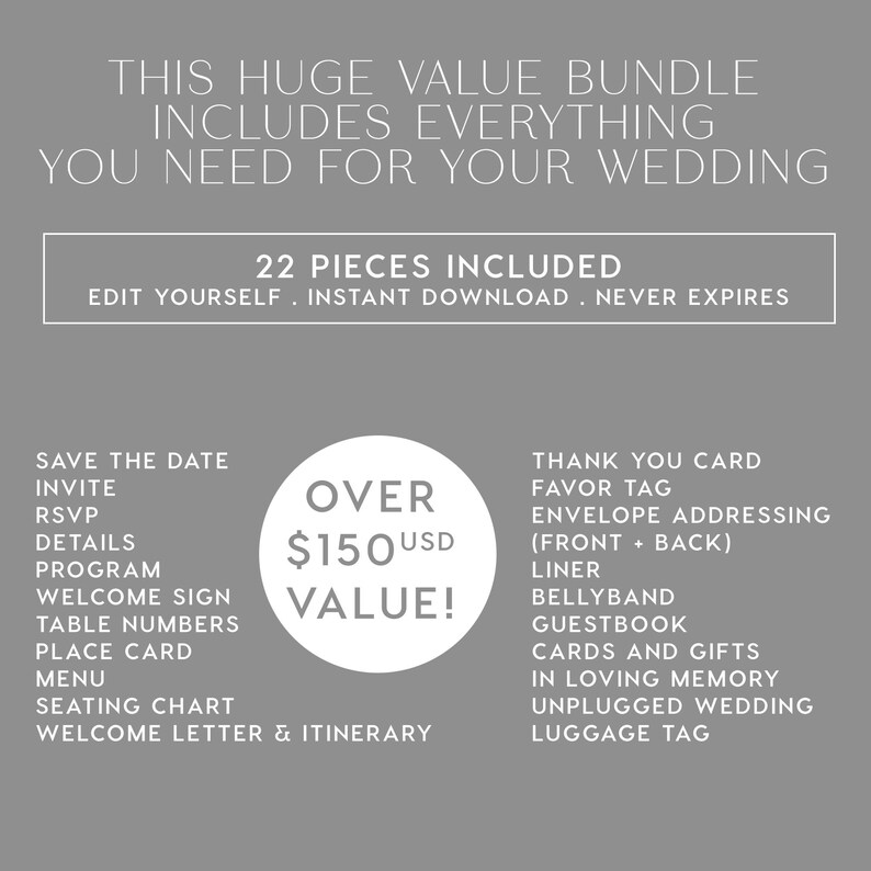 Blush Wedding Bundle INSTANT DOWNLOAD Template Download DIY Etsy