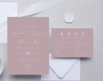 Editable Wedding Invitation Set Template, Simple, Rustic, White INSTANT DOWNLOAD, Printable Invite, RSVP Card, Templett INSW022