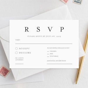 Rsvp Card Printable INSTANT DOWNLOAD, Wedding Rsvp Card, DIY Printable ...