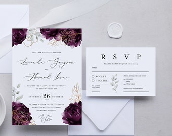 Editable Wedding Invitation Set Template, Simple, Rustic, White INSTANT DOWNLOAD, Printable Invite, RSVP Card, Templett INSW029