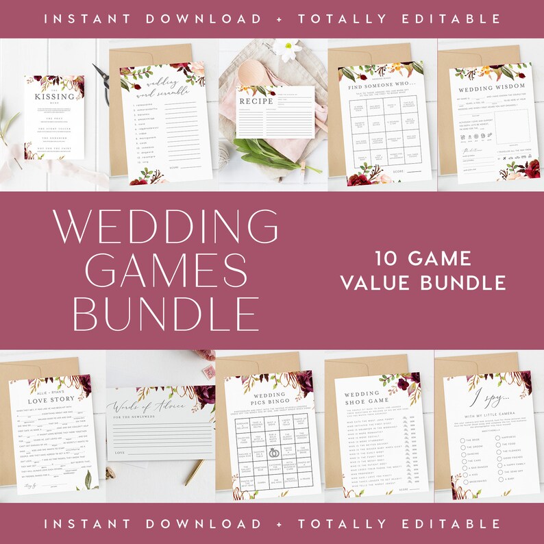 Wedding Table Games Bundle INSTANT DOWNLOAD Value Game Etsy