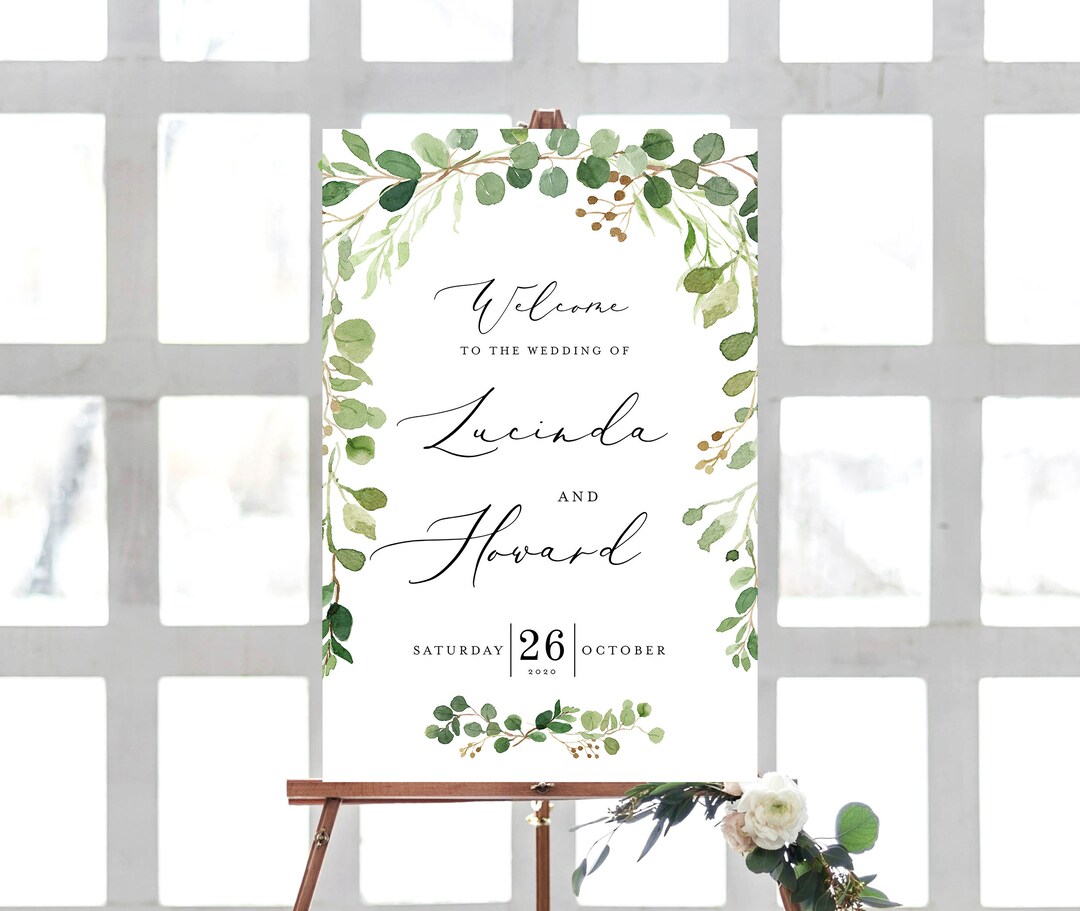 Greenery Welcome Sign INSTANT DOWNLOAD Poster, Portrait, Large ...
