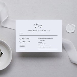 Rsvp Card Printable INSTANT DOWNLOAD, Wedding Rsvp Card, DIY Printable Invitation, Templett, Editable pdf, Meal Options rsvp INWD001