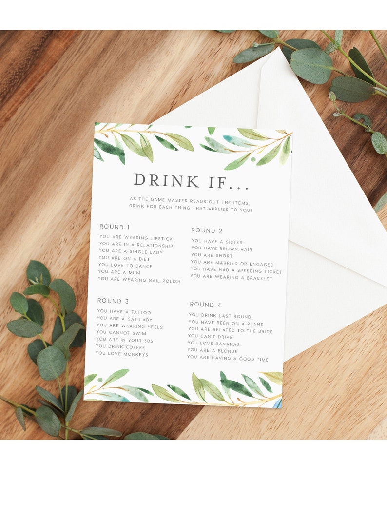 Bridal Shower Drinking Game INSTANT DOWNLOAD Bridal Shower Etsy