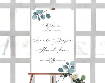 Eucalyptus Welcome Sign INSTANT DOWNLOAD Poster, Portrait, large, Templett, Printable, Welcome to our Wedding, Stationary Entry Sign INSW004